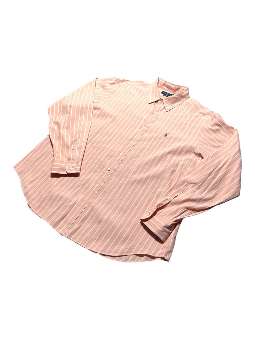 Ralph Lauren Men’s XXL Striped Long-Sleeve Button-Down Shirt Classic Fit Salmon - Picture 4 of 9